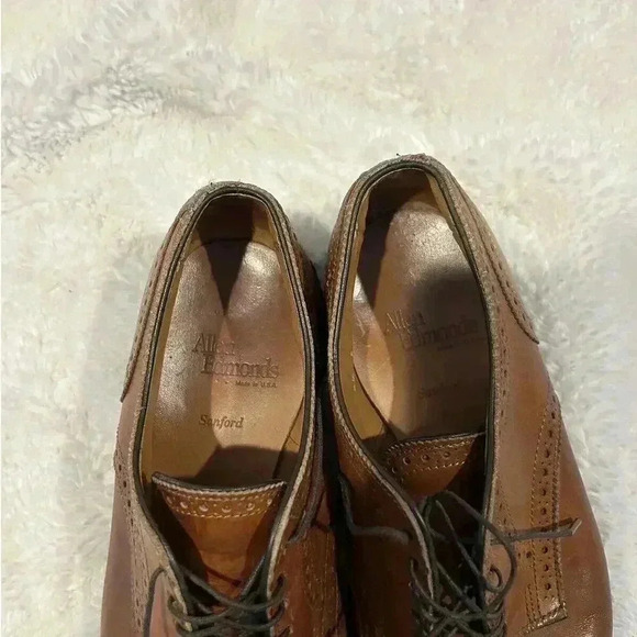 Allen Edmonds Sanford Oxford Dress Shoes‎ Cognac Brown Men's 8.5 E 5347 Cap Toe - Picture 2 of 7